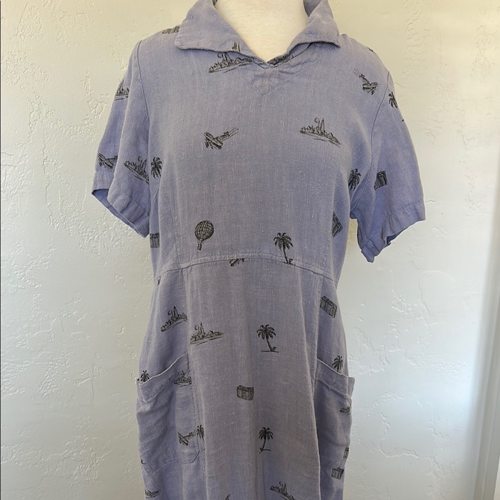 Purple Vintage Jasmine Design Maxi Dress with fun travel print